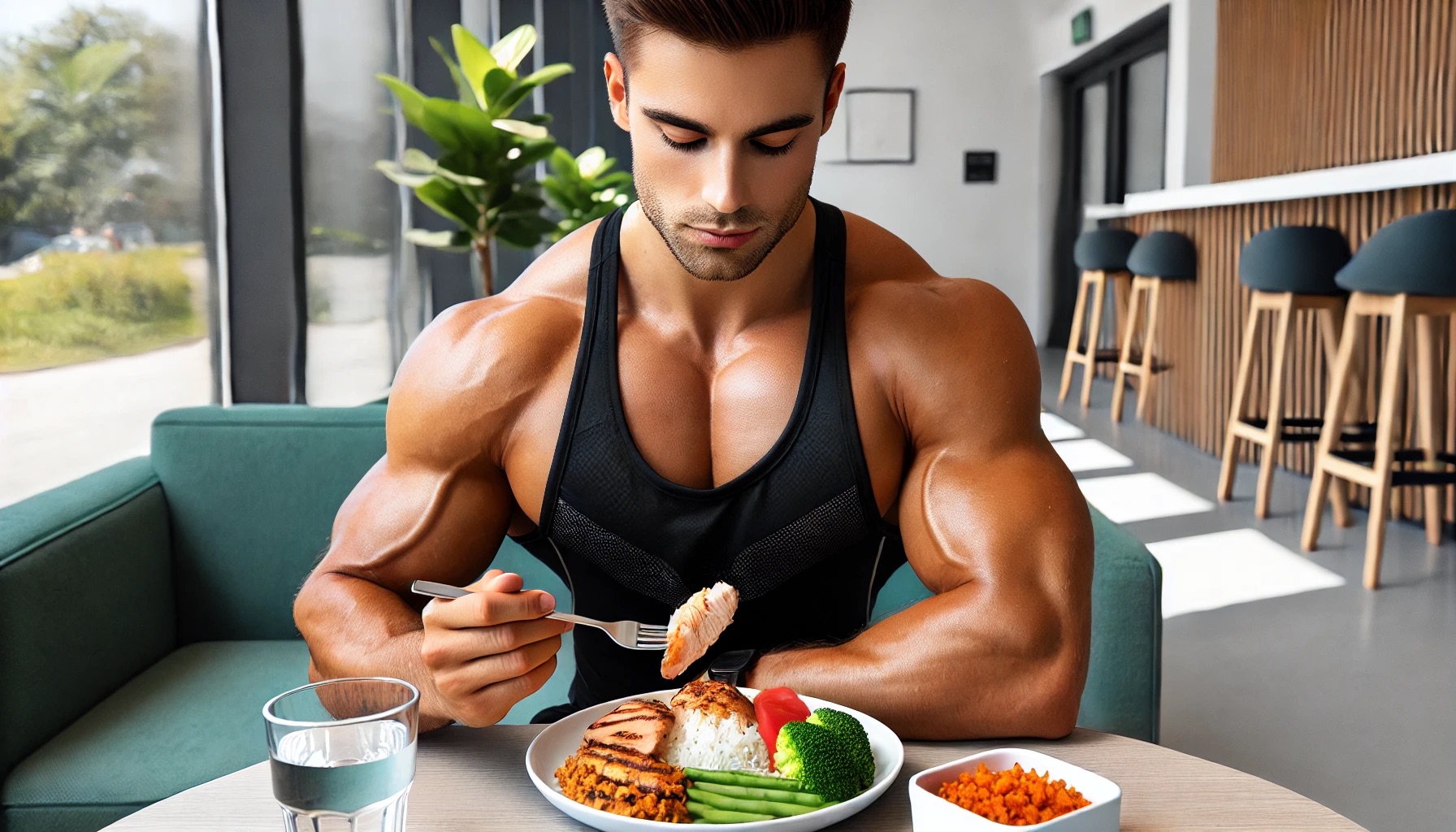 Бодибилдер за обедом